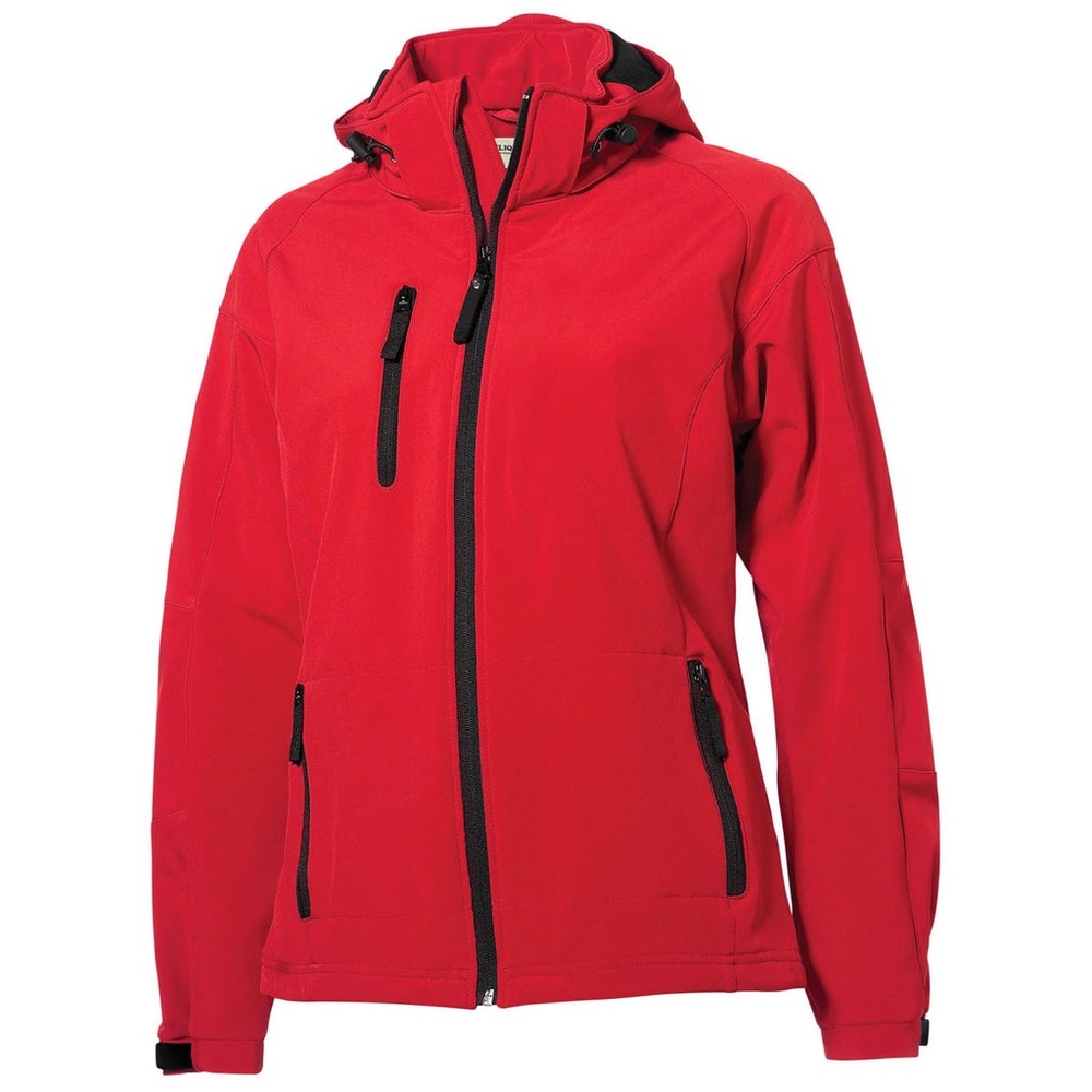 Women's Red Clique Fleece Jacket with removable hood